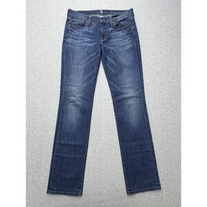 7 For All Mankind Straight Leg Jeans Womens 28 Blue Medium Wash Stretch Denim